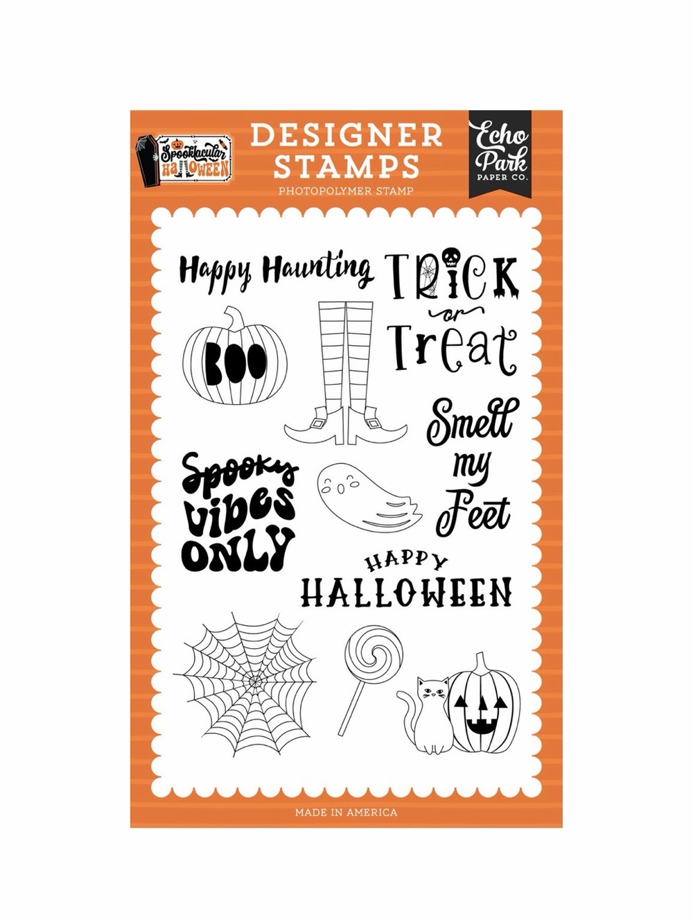 🎃👻 Echo Park Spooktacular Halloween: Spooky Vibes Only Stamp Set 🍭✨